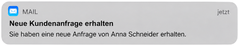 Mail notification for a new customer request