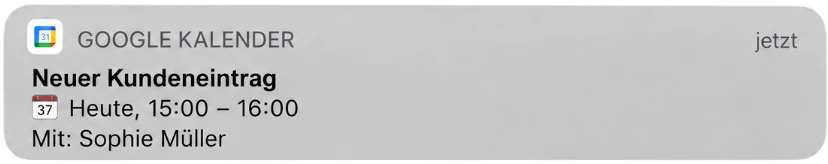 Google Calendar notification for a customer appointment