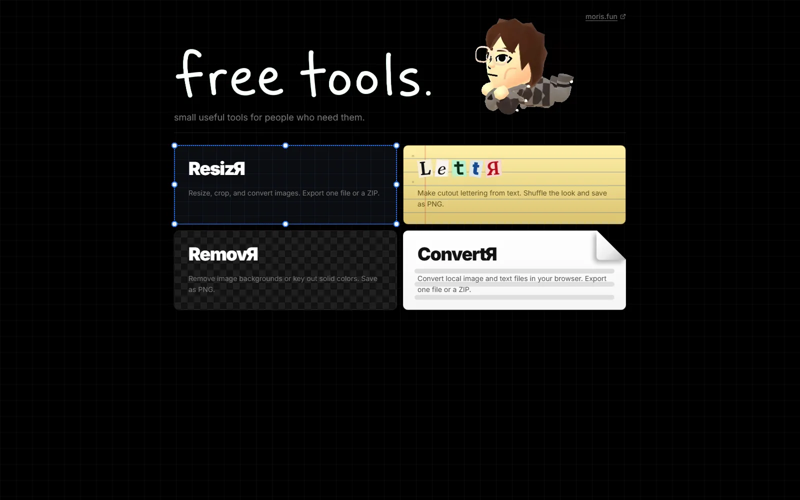 Hero-Screenshot von tools.moris.fun
