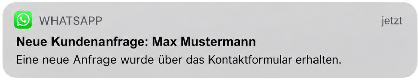 WhatsApp notification for a new customer request